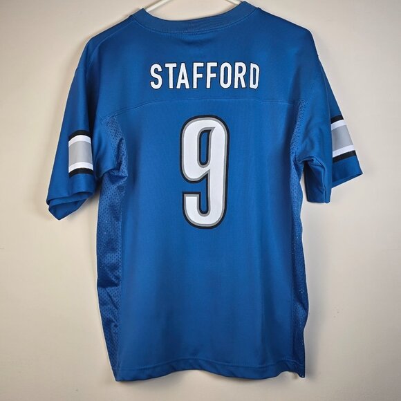 Detroit Lions Football Jersey Youth Large Blue NFL Football Stafford 9 Nike NFL - Picture 2 of 9